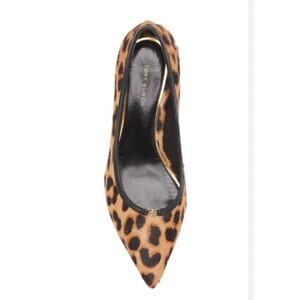 Tory Burch Double T Leopard Calf Hair Kitten Heel Pumps 5.5